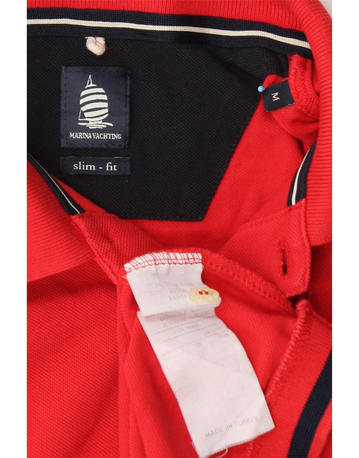 MARINA YACHTING Herren Slim Fit Poloshirt Mittelrote Baumwolle