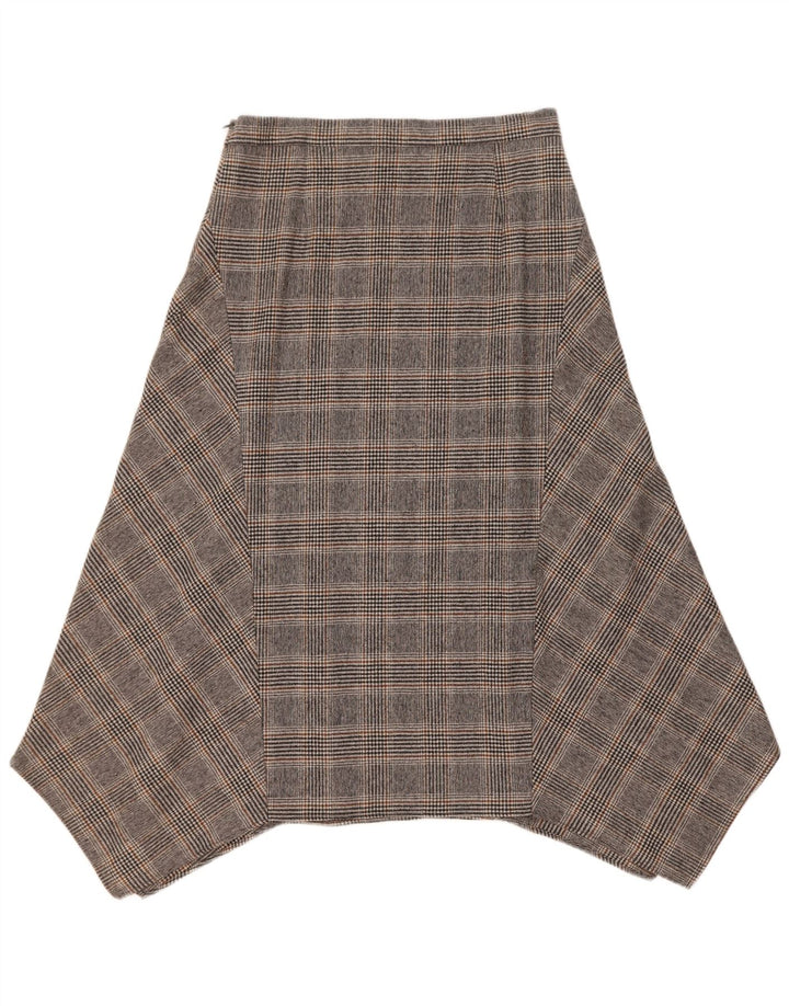 Massimo Dutti Damen Asymmetrischer Rock EU 40 Medium W30 Grau karierte Wolle