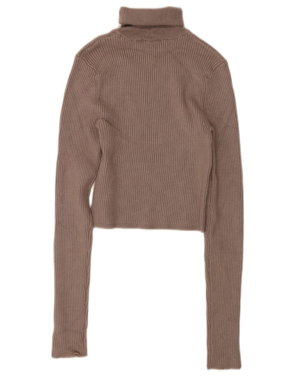 Zara Damen Crop Rollkragenpullover Pullover UK 10 Small Graue Viskose