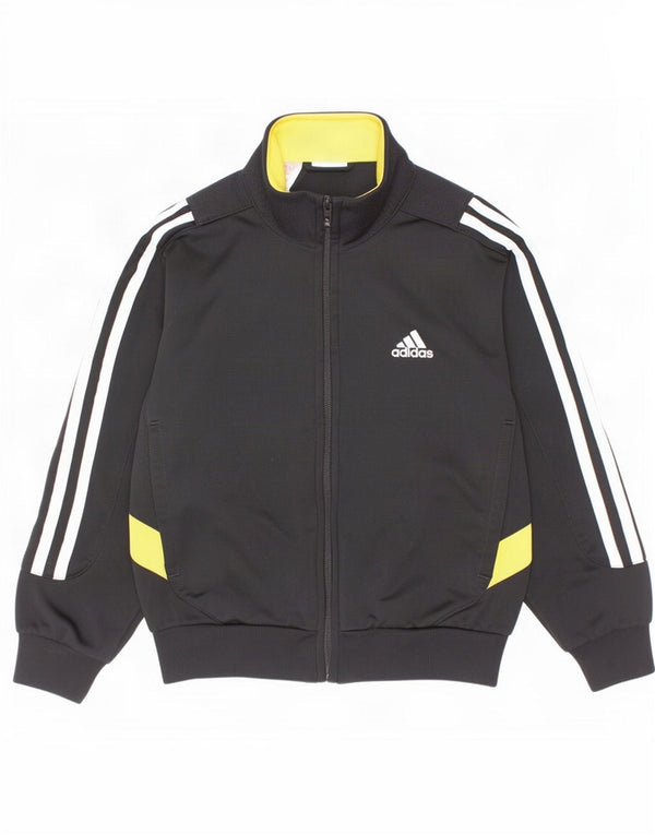 Adidas Jungen-Trainingsanzug-Top-Jacke, 5–6 Jahre, schwarzes Colourblock-Polyester