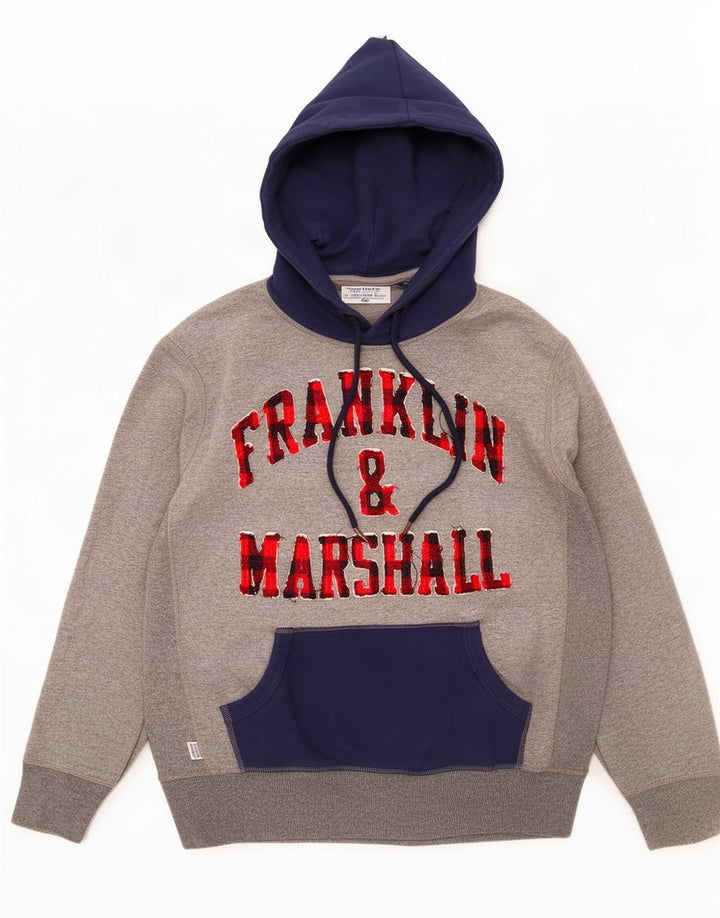 Franklin & Marshall Herren-Kapuzenpullover mit Grafik, groß, Grau, Farbblock