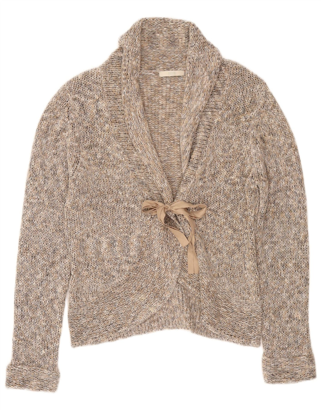 Marks & Spencer Damen-Cardigan zum Binden vorne, Gr. 14, Größe L, Grau meliert