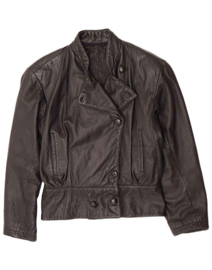 Vintage Damen Lederjacke UK 14 Mittelschwarzes Leder