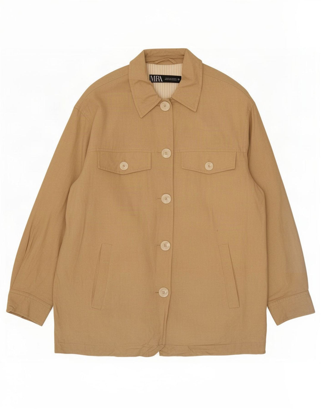 Zara Damen Übergroße Bomberjacke UK 6 XS Beige Viskose