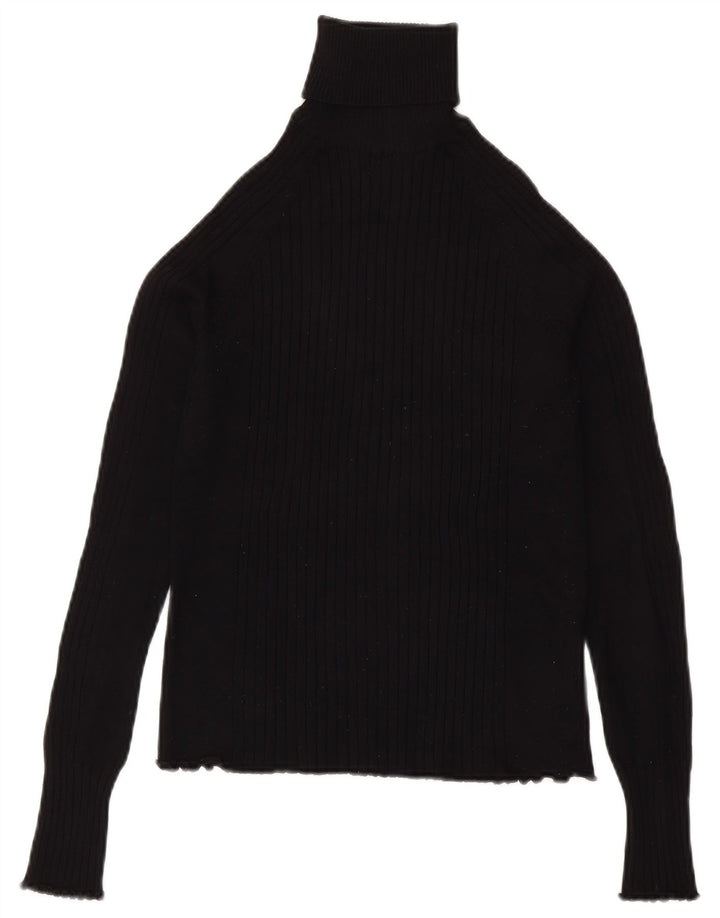Zara Damen-Pullover mit Rollkragen, Gr. 8, Größe S, schwarze Viskose