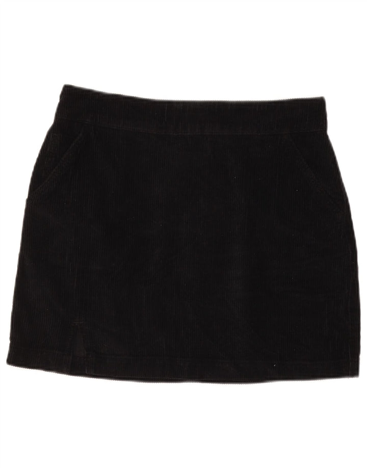 TOPSHOP Damen Cord-Minirock UK 12 Medium W28 Schwarze Baumwolle