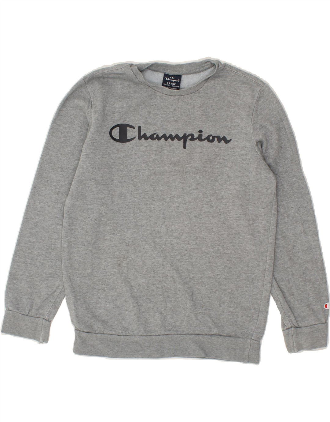 CHAMPION Boys Graphic Sweatshirt Jumper 11-12 Years Large Grey Cotton Vintage Champion and Second-Hand Champion from Messina Hembry 