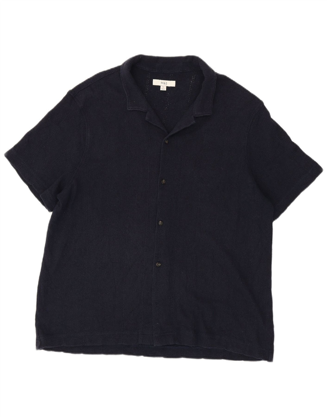 Marks & Spencer Herren Kurzarmhemd 2XL Marineblau Baumwolle