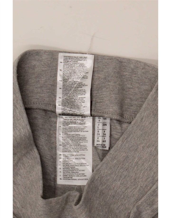 Adidas Damen Leggings UK 8 Small Graue Baumwolle