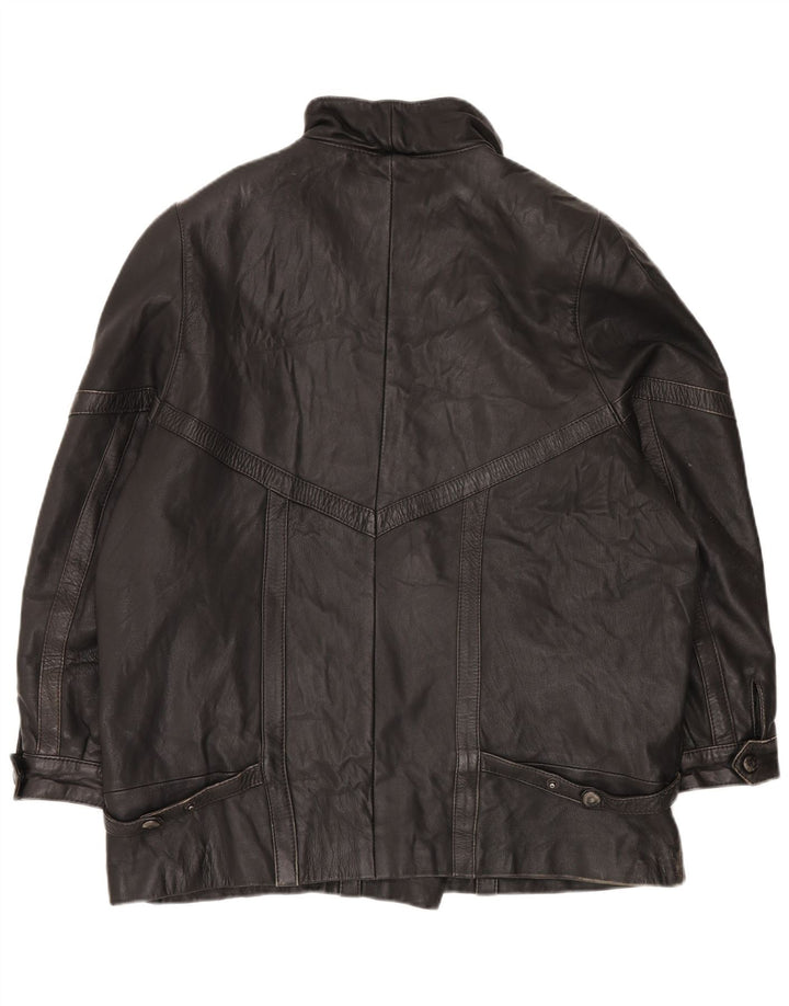 Vintage Damen Übergroße Lederjacke EU 46 XL Schwarzes Leder