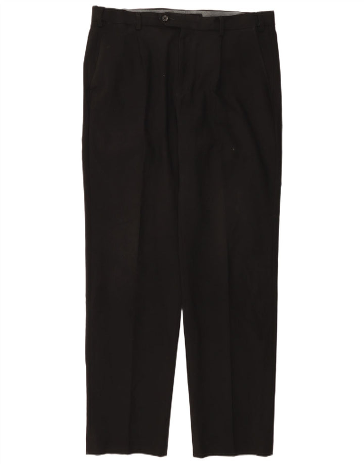 MARKS & SPENCER Herren-Anzughose mit normaler Passform, W36, L33, schwarzes Polyester