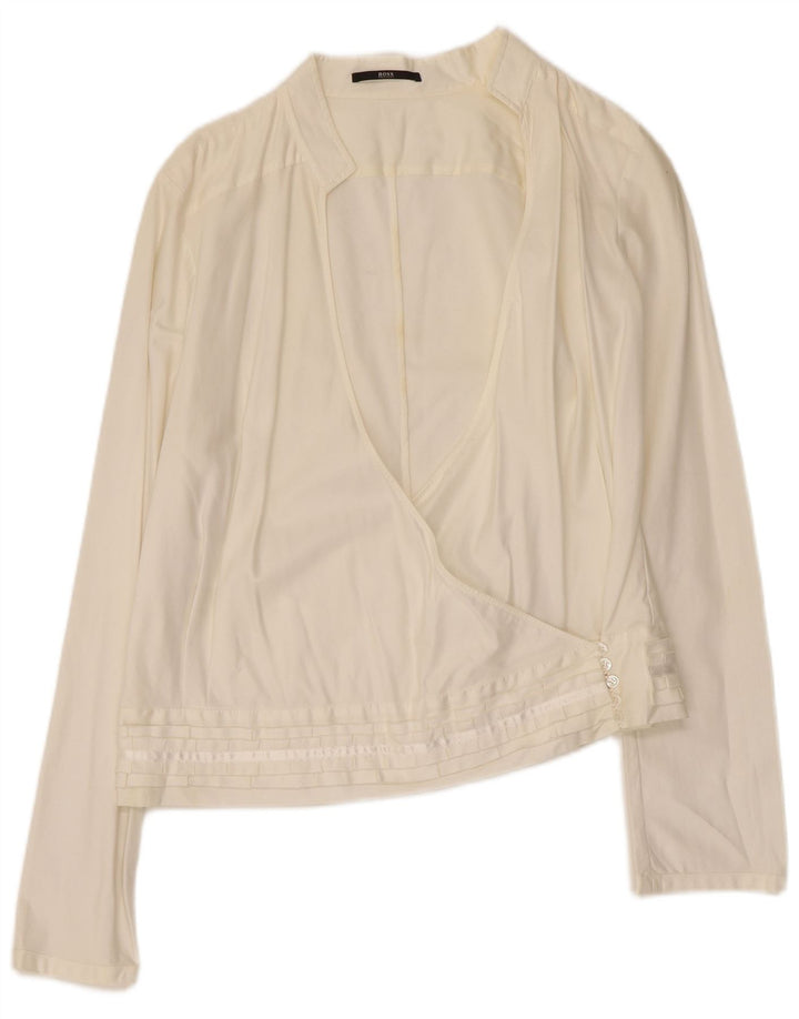 Hugo Boss Damen Hemdbluse UK 10 Small Weiße Baumwolle