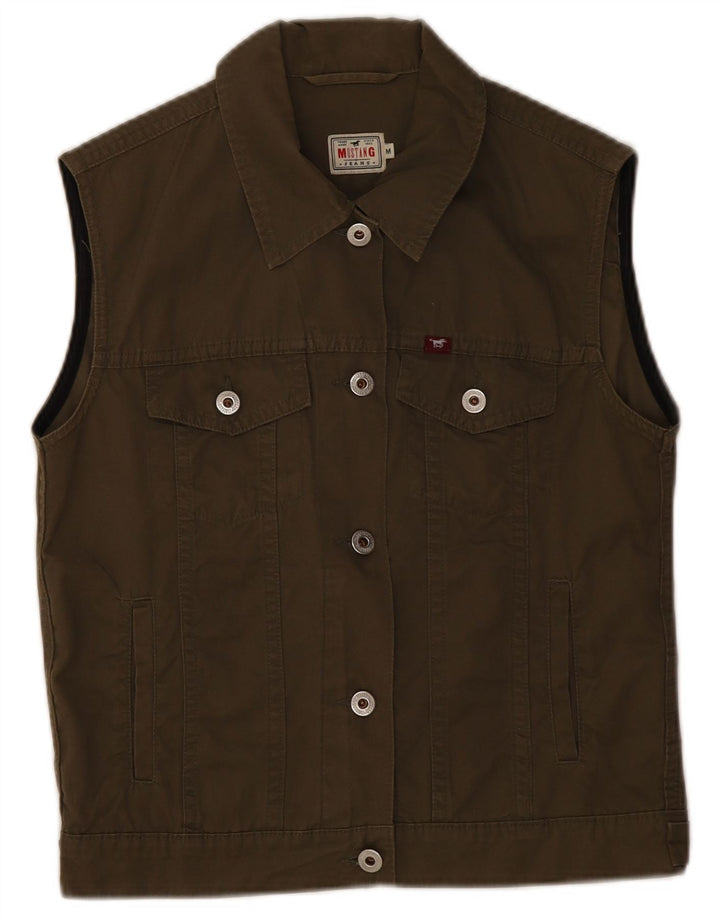 Mustang Damen Jeansweste UK 12 Medium Khaki Baumwolle