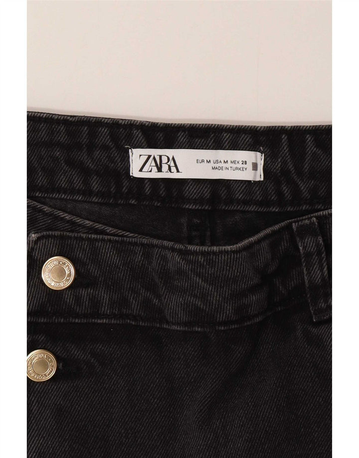 Zara Damen-Jeansshorts mit hoher Taille, mittelgroß, W28, Grau