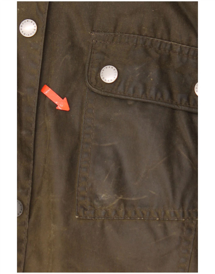 Barbour Damen-Jacke aus gewachster Baumwolle mit Kapuze, UK 12, mittlere Khaki-Baumwolle