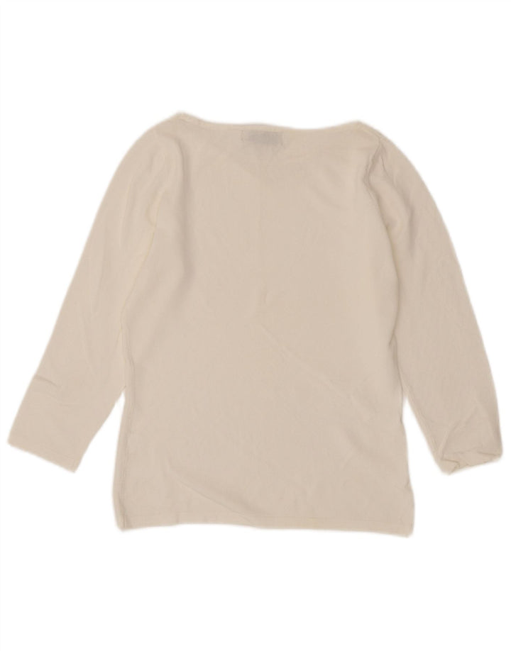 Zara Damen-Top, 3/4-Ärmel, UK 12, Mittelweiß, Viskose