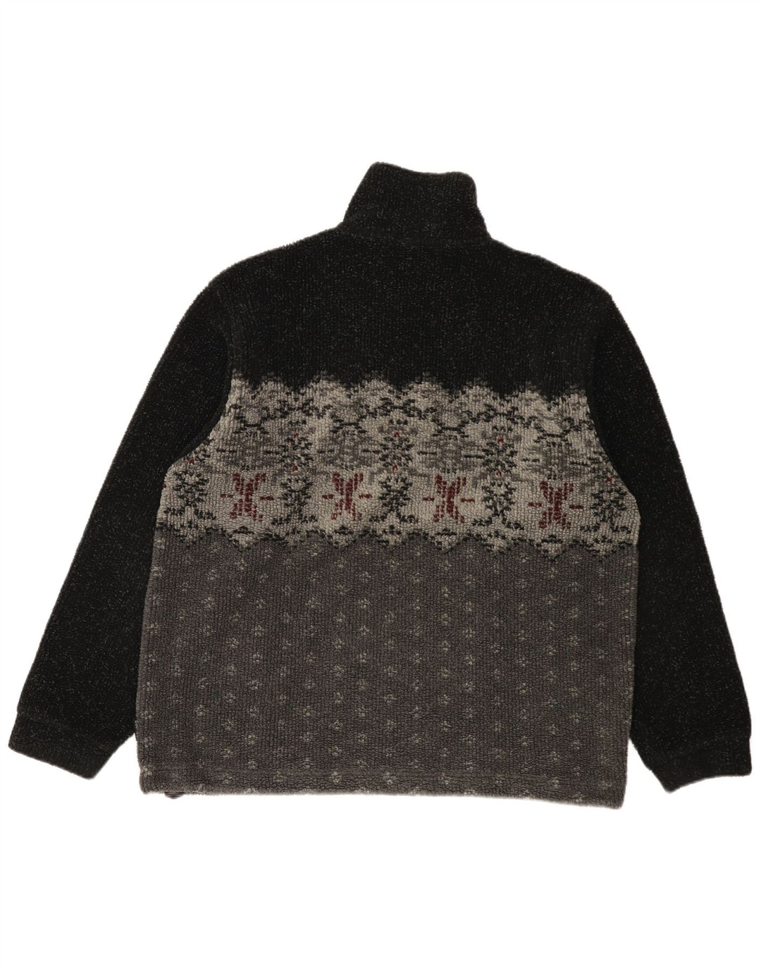 Colmar Herren-Fleecepullover mit Reißverschluss am Hals, mittelgroß, Schwarz, Fair Isle