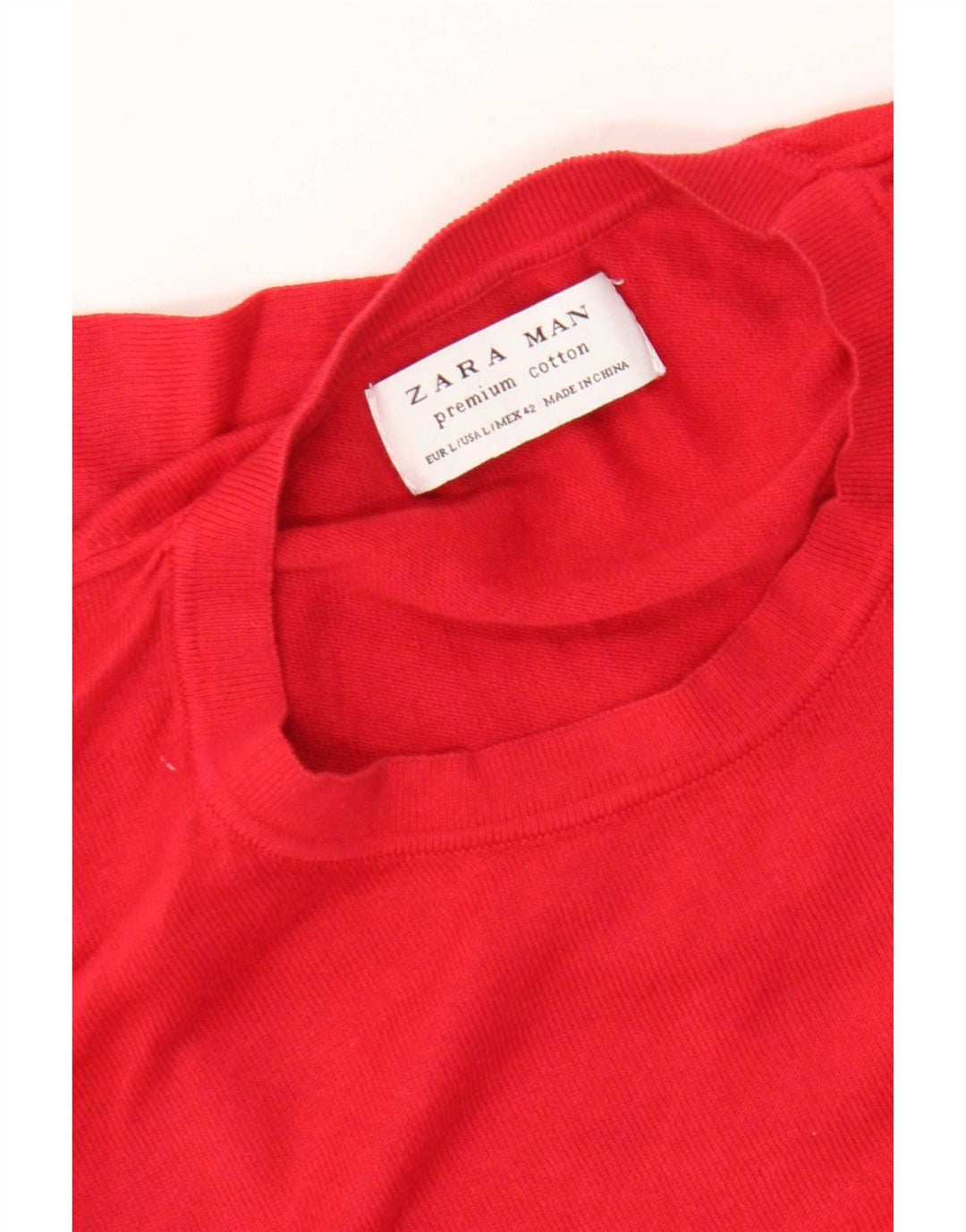 Zara Herren-Pullover mit Rundhalsausschnitt, groß, rote Baumwolle