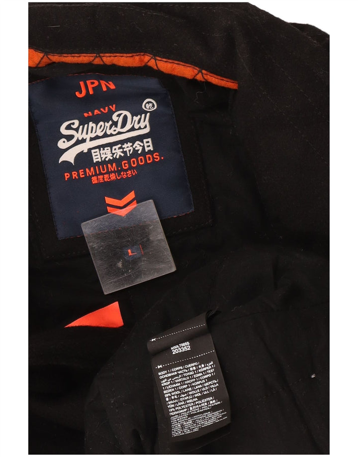 Superdry Herren Pea Coat UK 40 Große schwarze Wolle