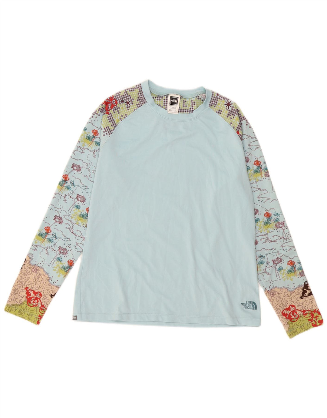 The North Face Womens Graphic Top Langarm UK 14 Mittelblaues Polyester