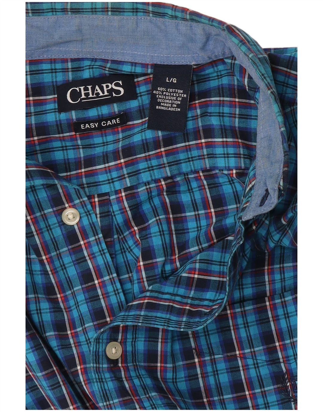 Chaps Herren-Hemd, pflegeleicht, groß, blau kariert, Baumwolle