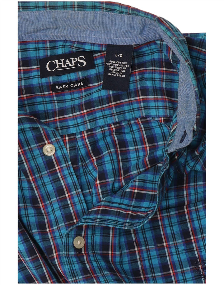 Chaps Herren-Hemd, pflegeleicht, groß, blau kariert, Baumwolle