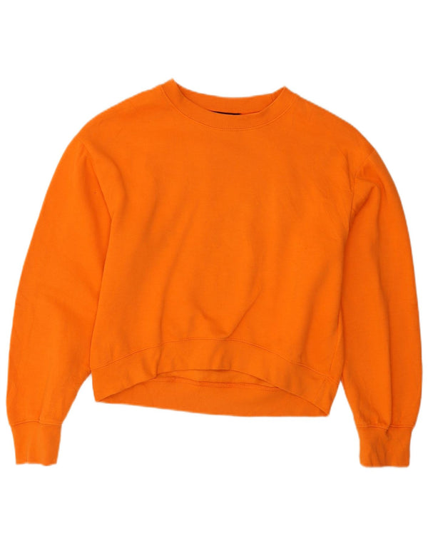 Zara Damen Crop Oversized Sweatshirt Pullover UK 10 Small Orange Polyester