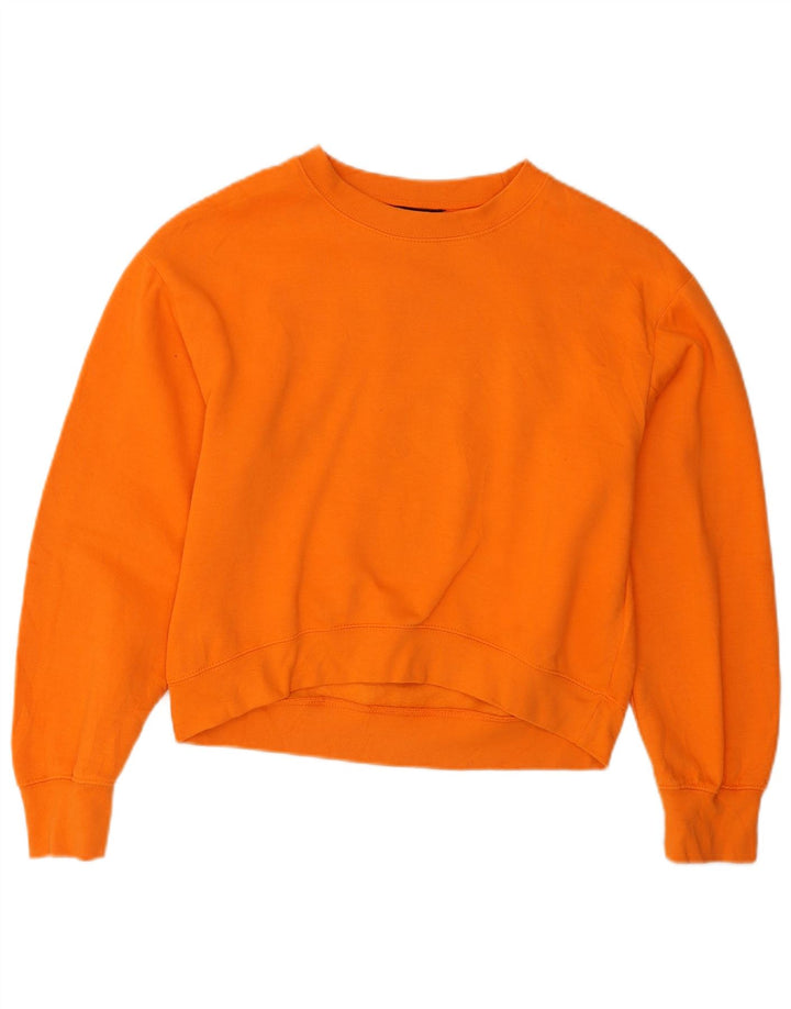 Zara Damen Crop Oversized Sweatshirt Pullover UK 10 Small Orange Polyester