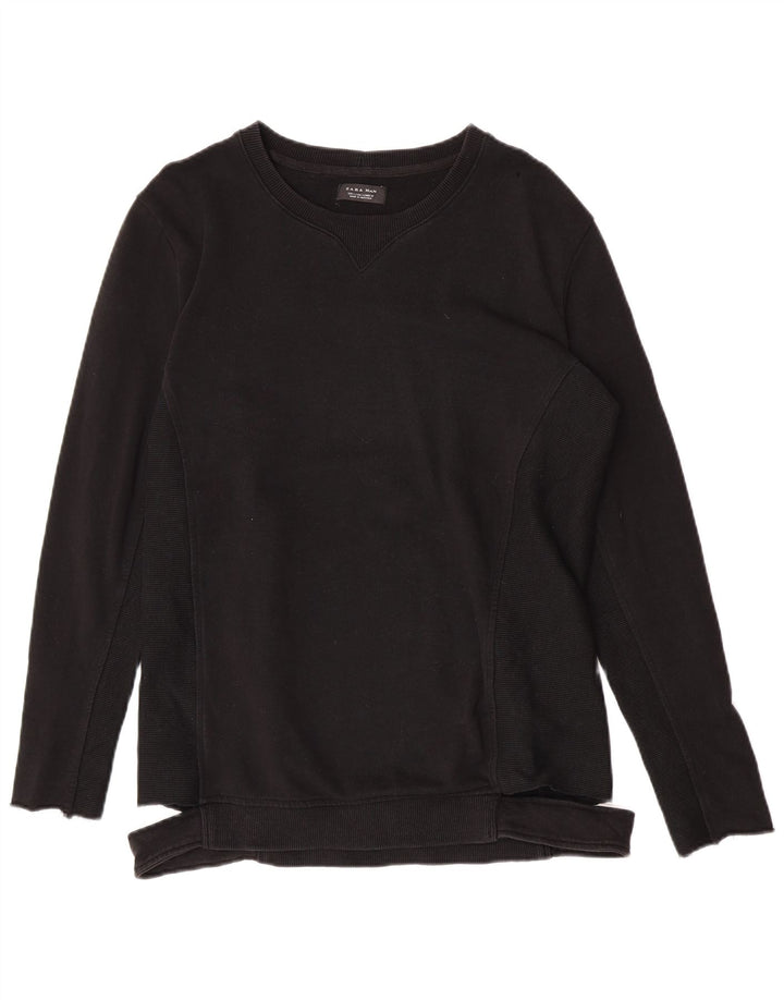 Zara Herren-Sweatshirt-Pullover, große schwarze Baumwolle