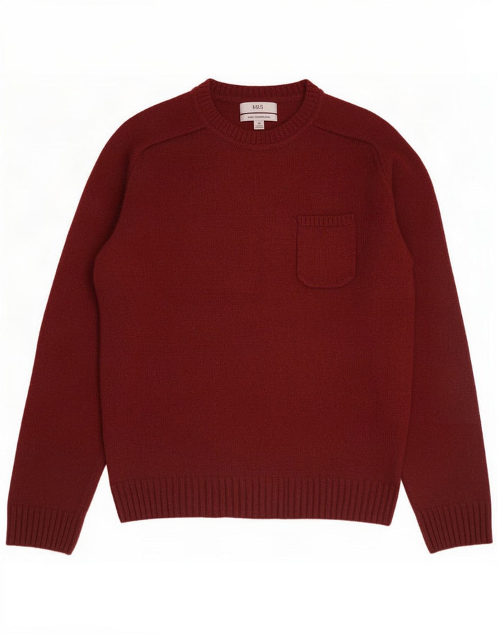 Marks & Spencer Herren-Pullover mit U-Boot-Ausschnitt, mittelgroß, kastanienbraune Lammwolle