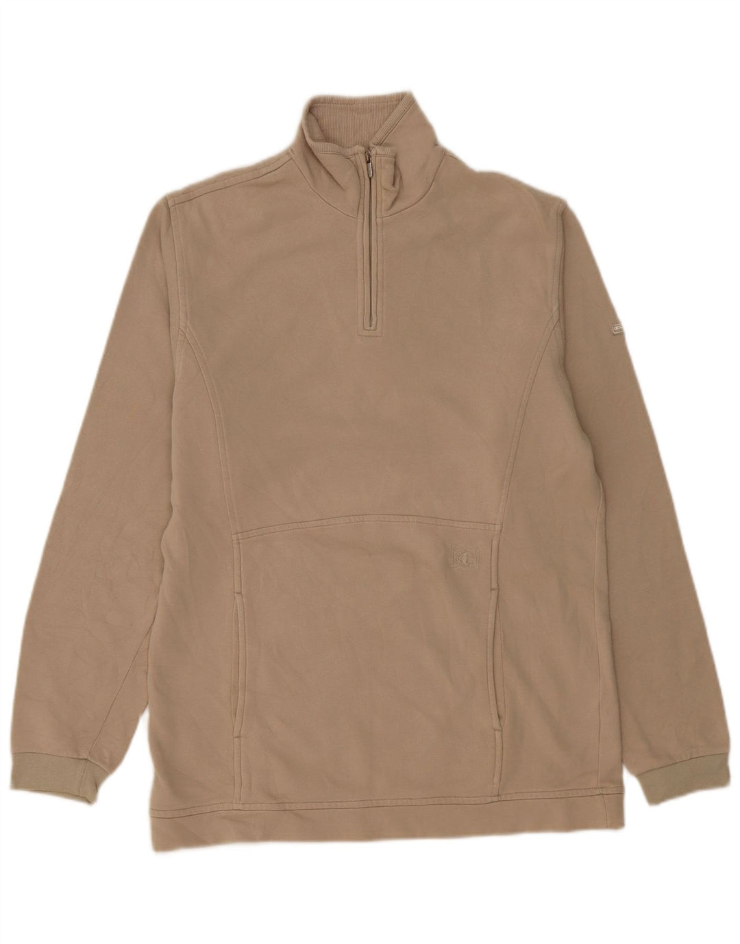 Champion Herren-Sweatshirt mit Reißverschluss am Hals, groß, beige Baumwolle