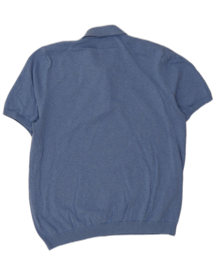 Marks & Spencer Herren-Pullover mit Polokragen, kurzärmelig, Größe L, Blau