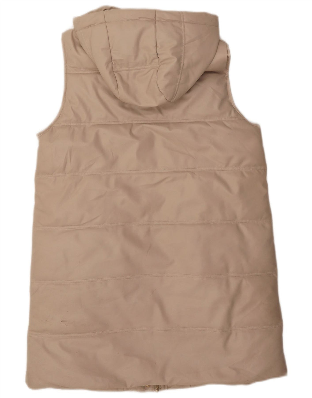 ZARA Damen Kapuzenmantel, ärmellos, gepolstert, UK 14, Mittelbeige, Polyester