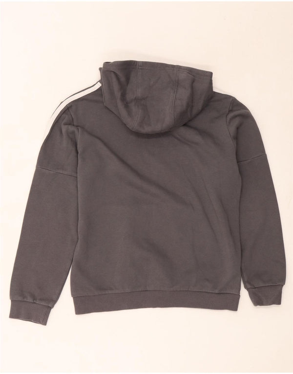Adidas Jungen Drei-Streifen-Grafik-Kapuzenpullover, 11–12 Jahre, graue Baumwolle