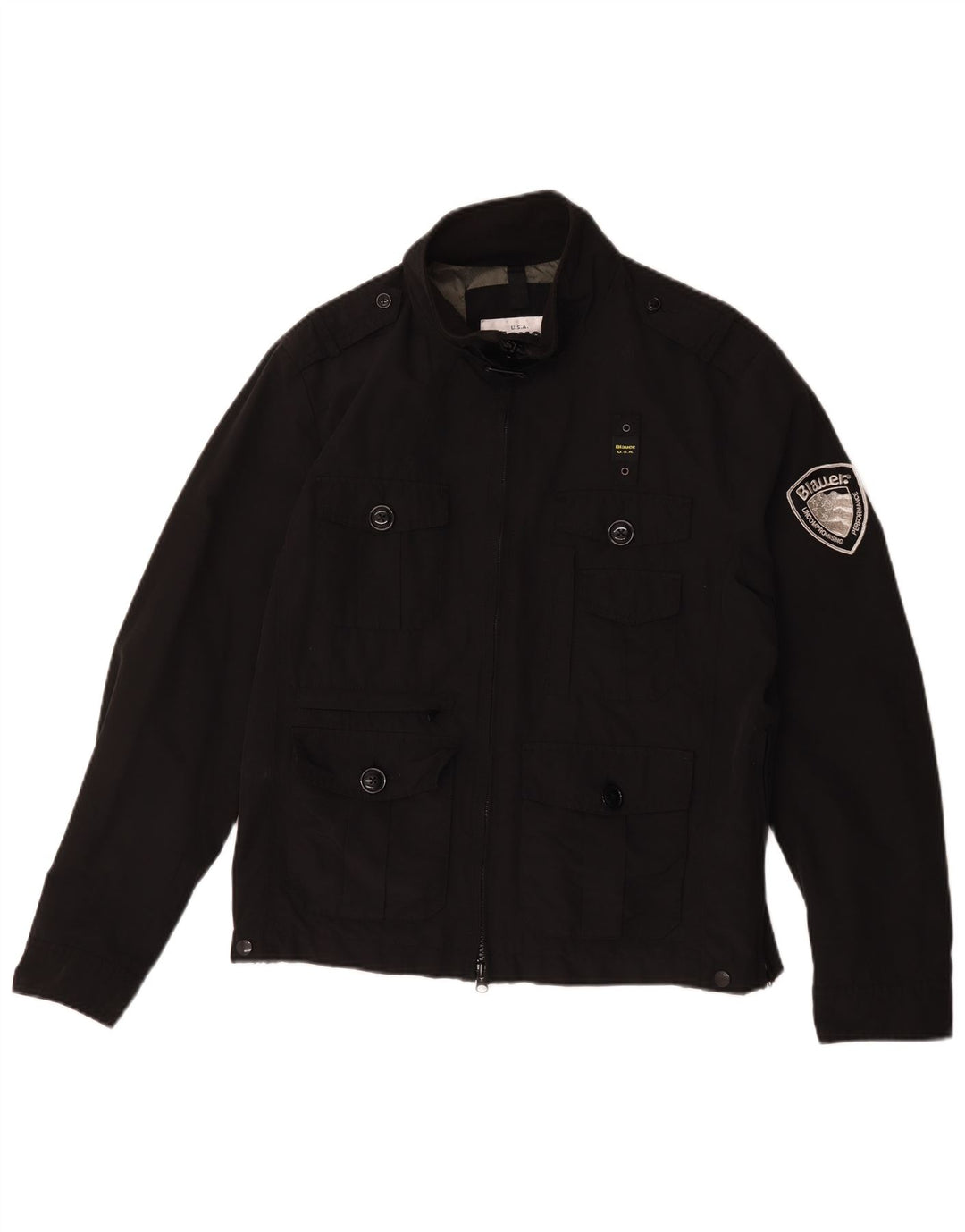 Blauer Herren-Militär-Utility-Jacke UK 42 XL, schwarze Baumwolle