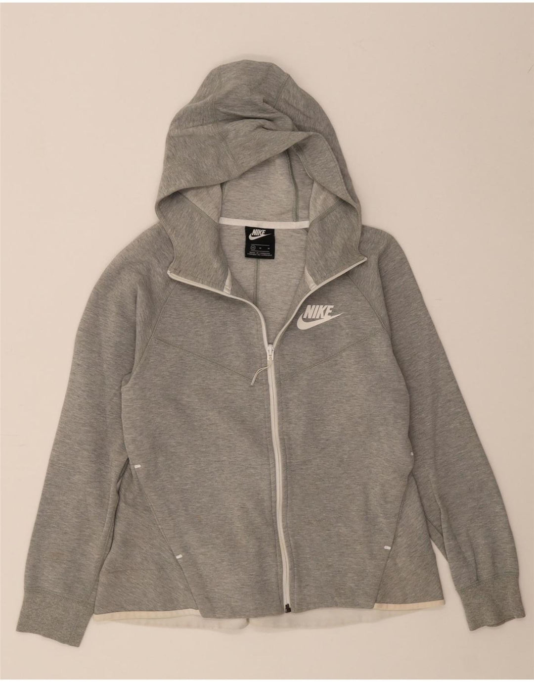 NIKE Womens Zip Hoodie Sweater UK 14 Medium Grey Cotton Vintage Nike and Second-Hand Nike from Messina Hembry 