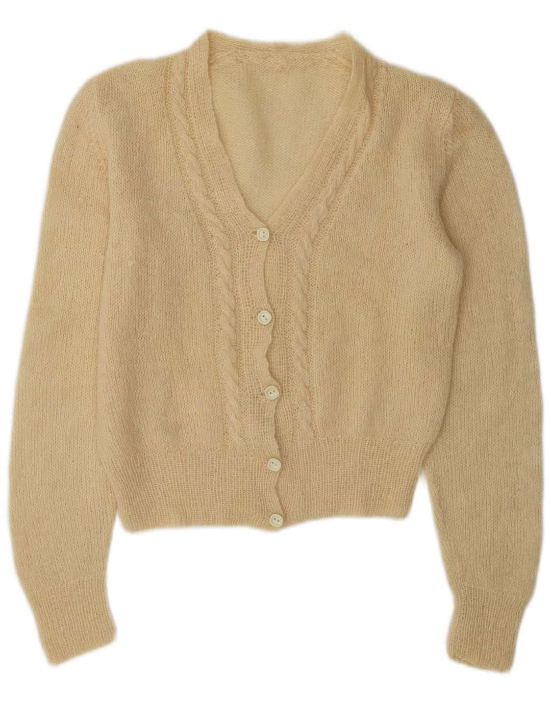 Vintage Damen Cardigan Pullover UK 12 Medium Off White