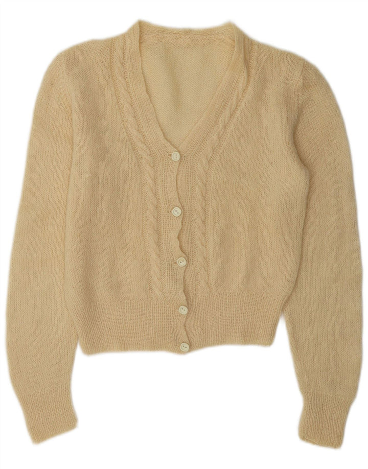 Vintage Damen Cardigan Pullover UK 12 Medium Off White
