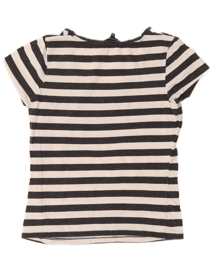 FRENCH CONNECTION Damen T-Shirt Top UK 12 Mittelgrau gestreift aus Baumwolle
