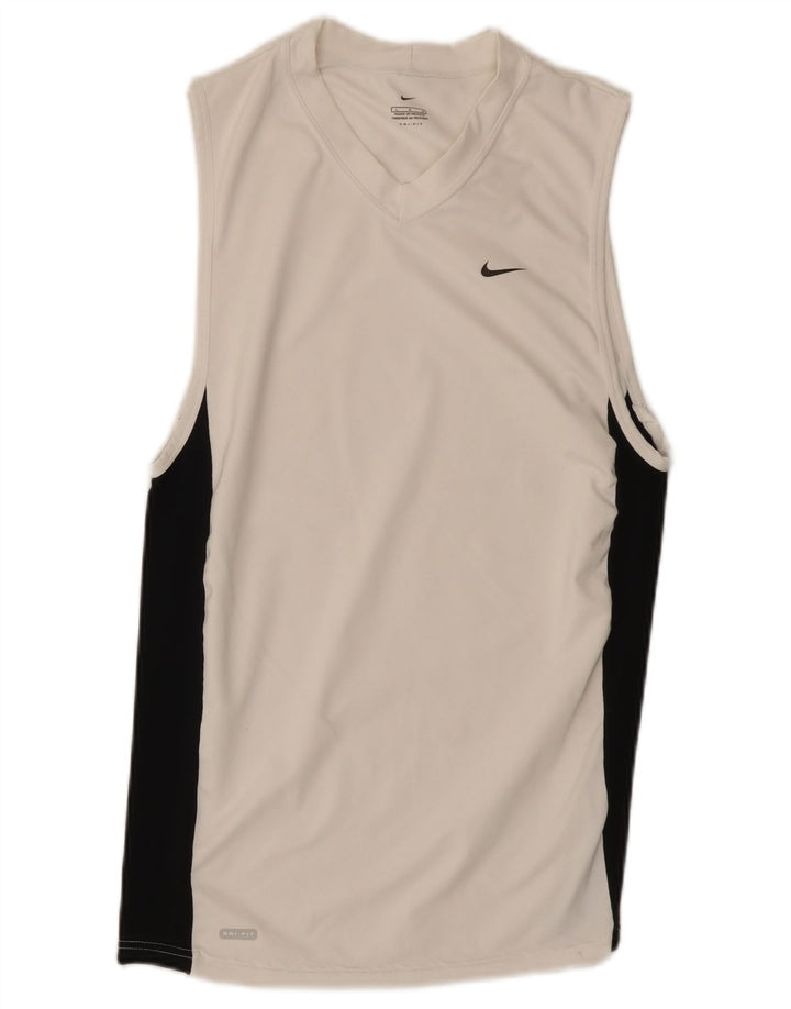 Nike Herren-Dri-Fit-Weste, großes, weißes Farbblock-Polyester