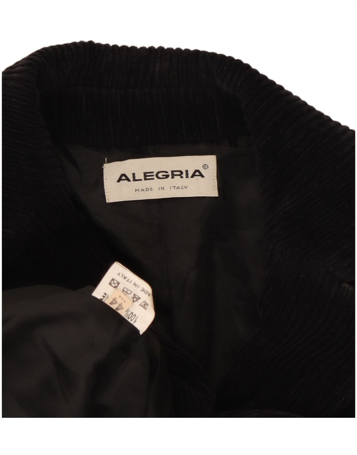 Alegria Damen-Blazerjacke aus Cord mit 2 Knöpfen, Größe IT 44, mittelschwarz, Baumwolle