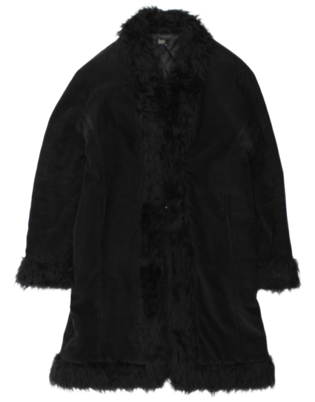 Vintage Damen Mantel UK 18 XL Schwarz Baumwolle