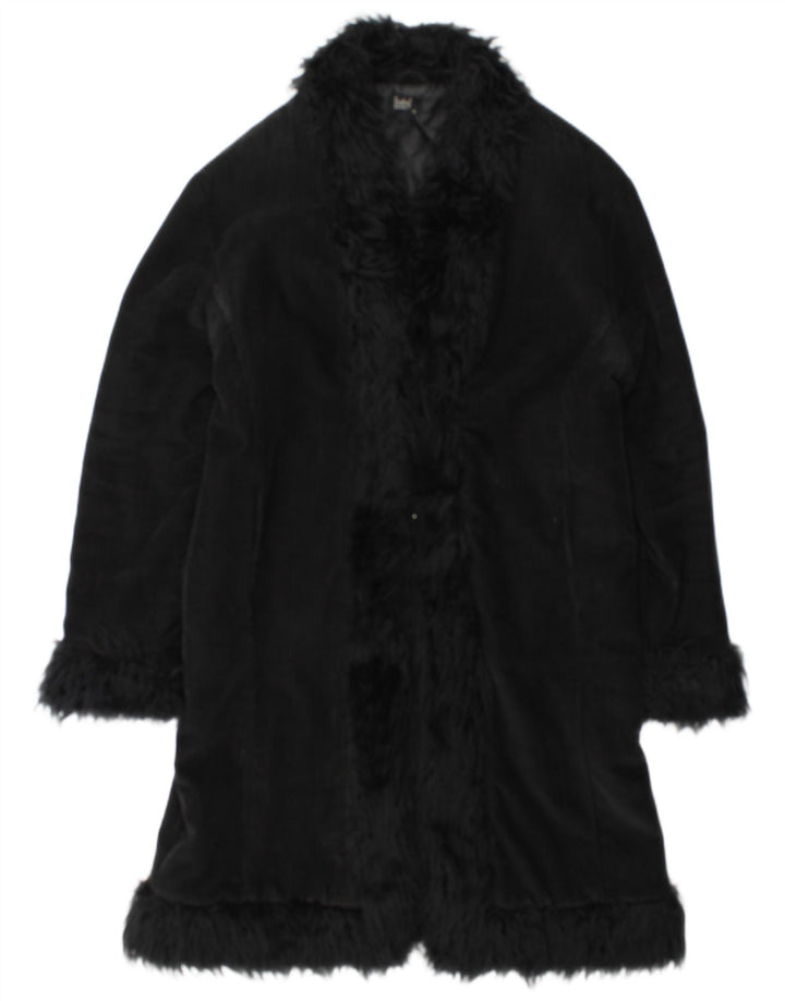 Vintage Damen Mantel UK 18 XL Schwarz Baumwolle