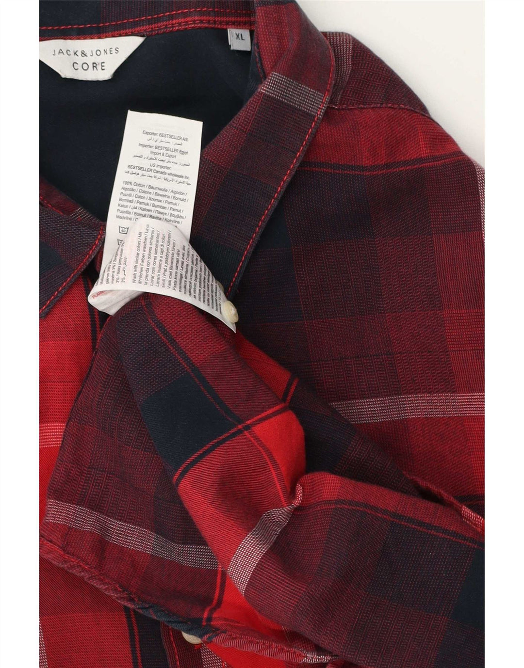 Jack & Jones Herren Core Flannel Shirt XL Rot karierte Baumwolle