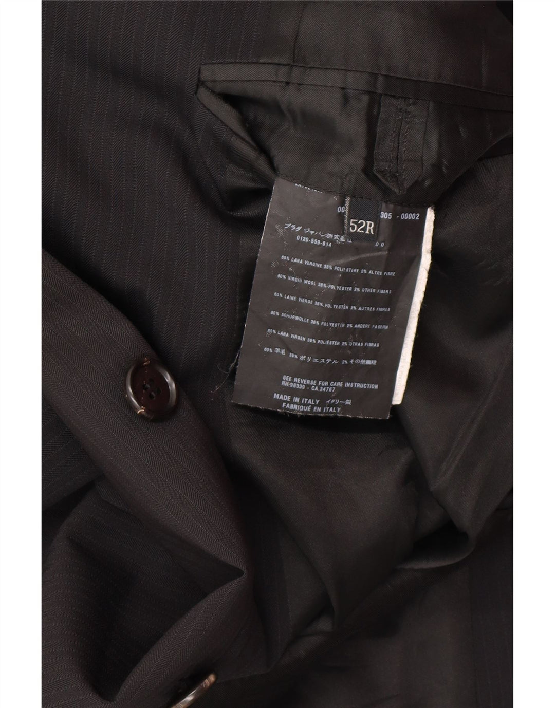 PRADA Herren 3-Knopf-2-teiliger Anzug IT 52 XL W34 L30 Schwarz Klassisch