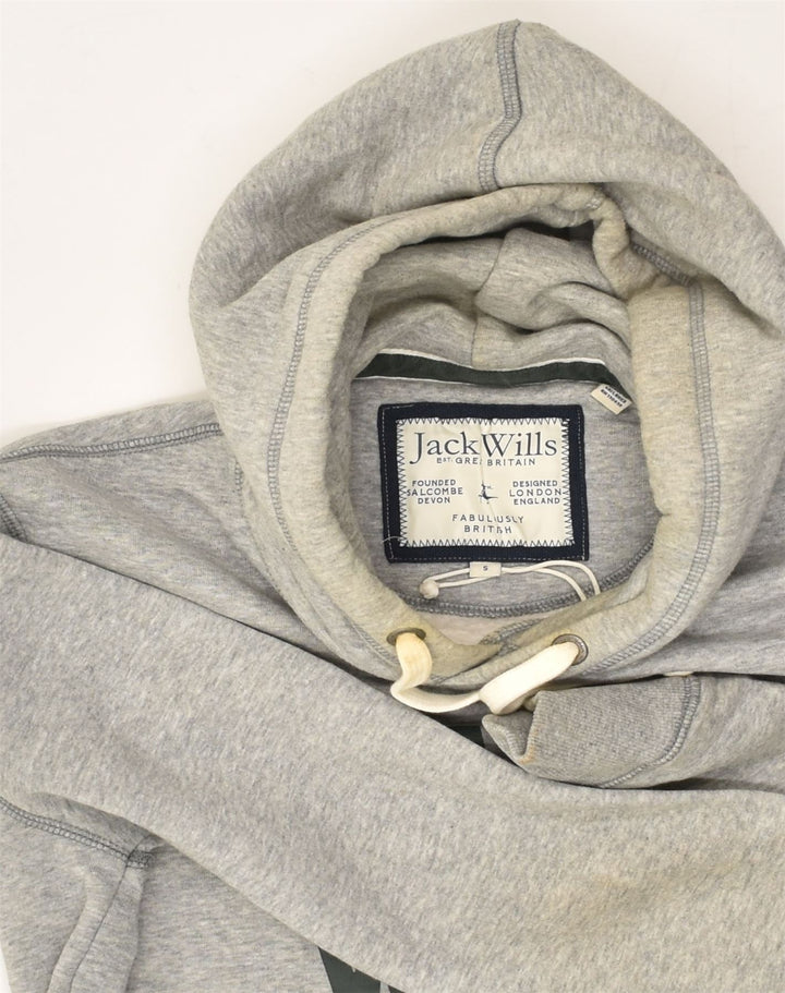 JACK WILLS Mens Graphic Hoodie Jumper Small Grey Cotton | Vintage Jack Wills | Thrift | Second-Hand Jack Wills | Used Clothing | Messina Hembry 