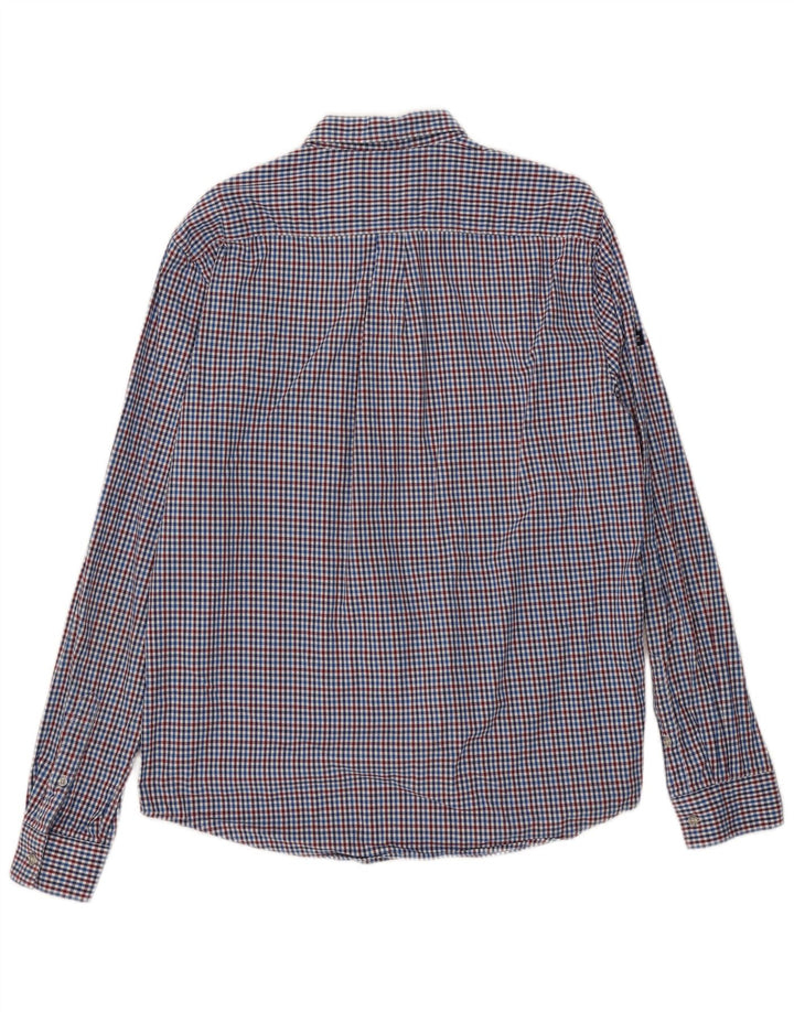 Superdry Herren-Hemd mit normaler Passform, XL, blau, Gingham-Baumwolle