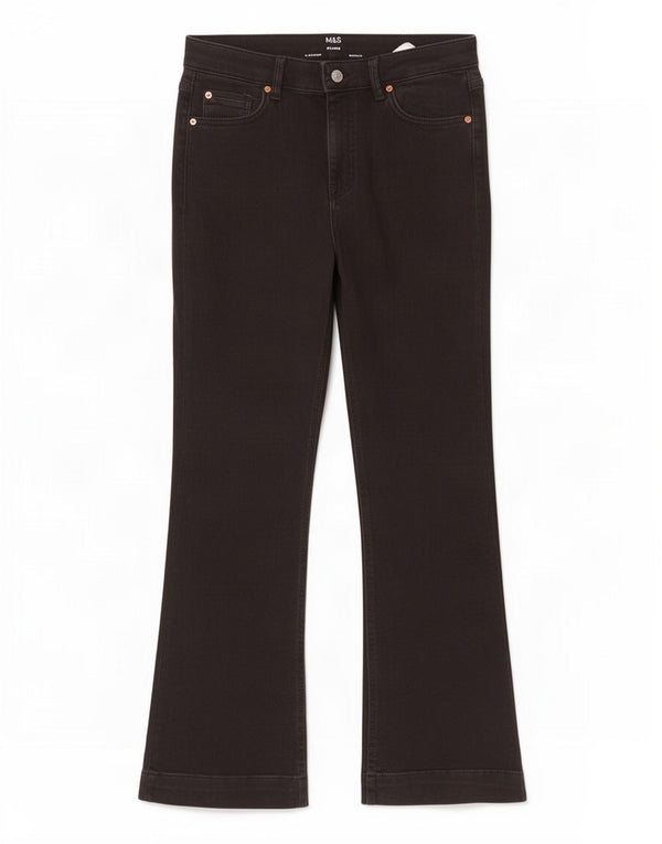 Marks & Spencer Damen Schlagjeans UK 14 Large W32 L32 Schwarze Baumwolle