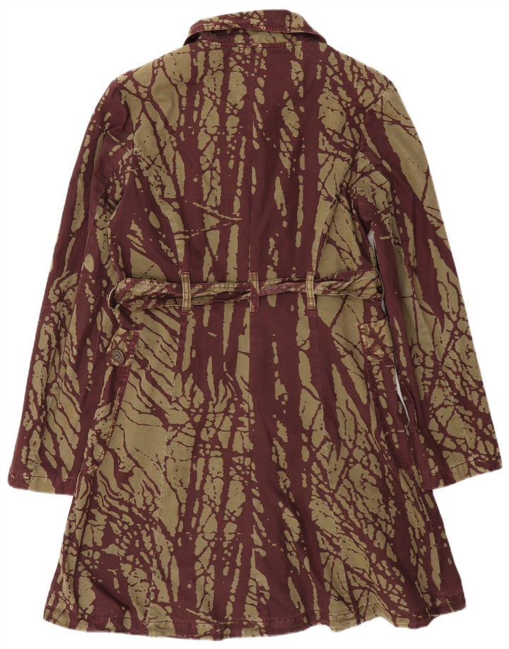 Desigual Damen-Windbreaker-Mantel mit abstraktem Muster, EU 40, mittelgrüne Baumwolle