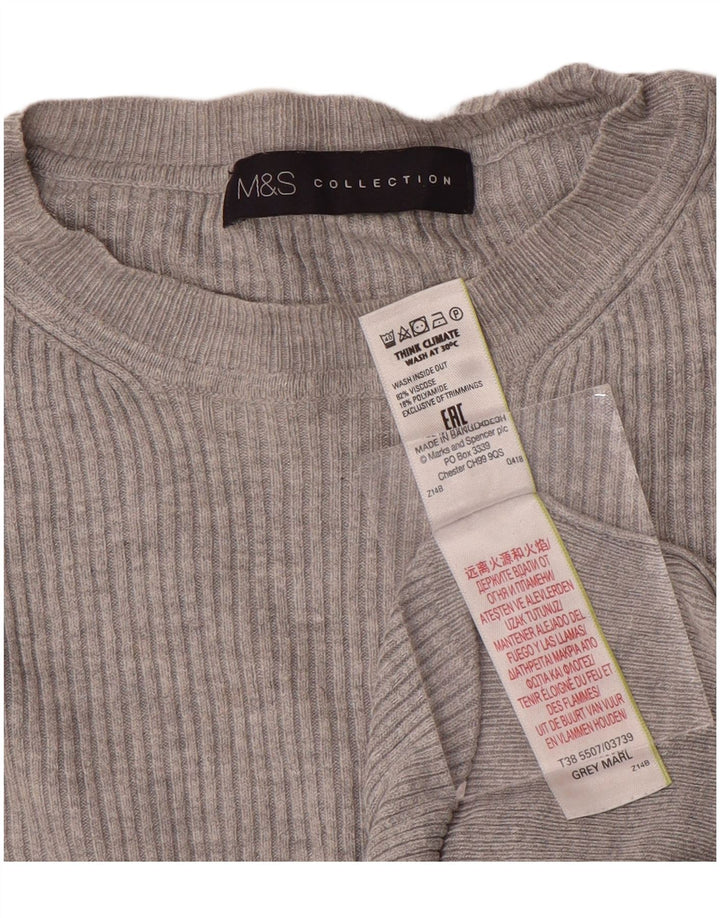 Marks & Spencer Damen-Pullover mit Rundhalsausschnitt, UK 12, mittelgraue Viskose
